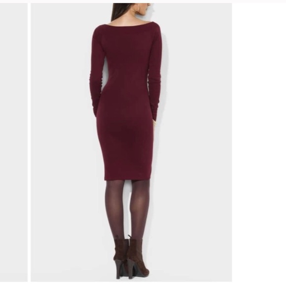 Lauren Ralph Lauren burgundy buckle dress SZ M - Picture 2 of 8